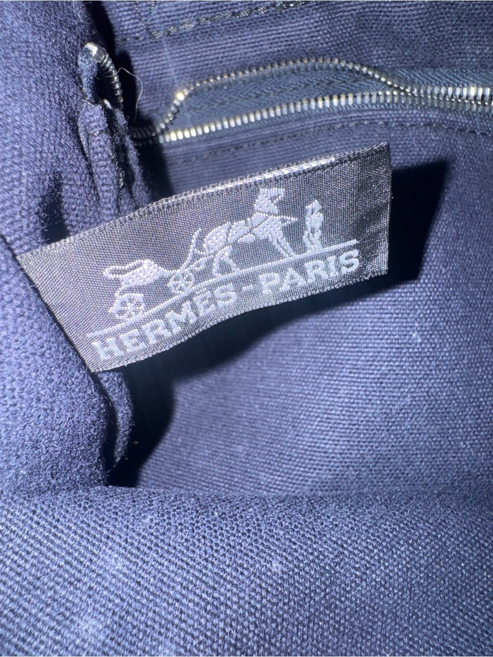 Hermes 💎Black and Navy Canvas small Tote EUC - Picture 5 of 13